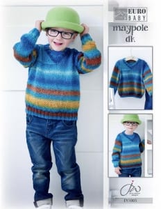 Euro Baby Maypole DK Boys V Neck Sweater Leaflet EY 1005