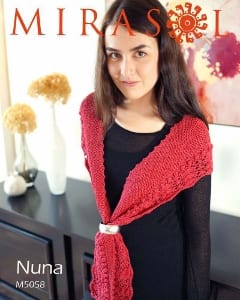 Mirasol Nuna Raspberry Sorbet Shawlette leaflet pattern #M5058
